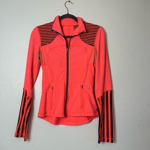 Women's Orange Striped Jacket - Picture 4 of 10